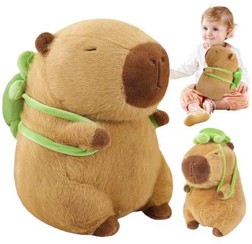 EASY SPEED Capibara Peluche(42 cm), Peluche Capibara para Niños, Carpincho con Mochila de Tortuga, Almohada Kapybara, Regalos de Cumpleaños para Niños y Niñas