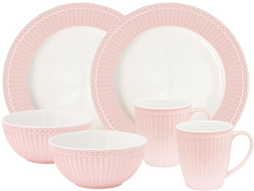 GreenGate Alice Frühstücksset Pale pink 6tlg