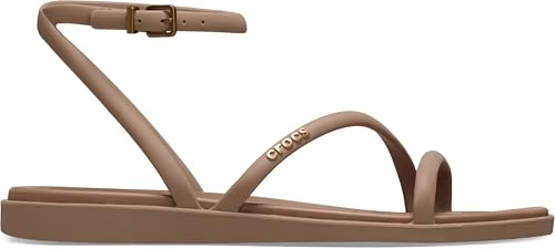 Crocs Miami Damen-Sandalen mit Knöchelriemen, flach, Milchschokolade, 42 EU, Milchschokolade, 42/43 EU