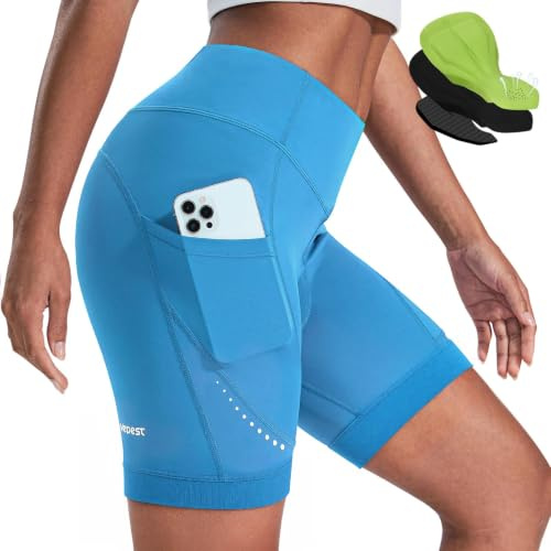 Nepest Radlerhose Damen Gepolstert 4D, Rennrad Hose Kurz, Atmungsaktiv | Radlerhose Damen, 4D Polster, 4-Wege-Stretch, Atmungsaktiv, Profi-Radhose, Tasche, Cycling Shorts Women, UPF 50+, Radsport