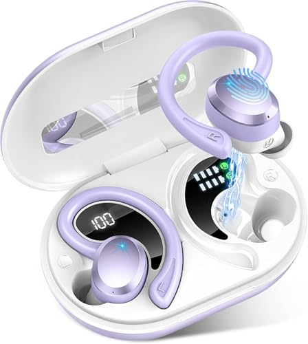 Cuffie Bluetooth 5.4 Sport, Auricolari Bluetooth con 3D Bass Stereo, 48 Ore Cuffie Wireless con 4 ENC HD Mics, IP7 Impermeabile Cuffiette HiFi con Display LED, Cuffie Senza Filo per Palestra/Running