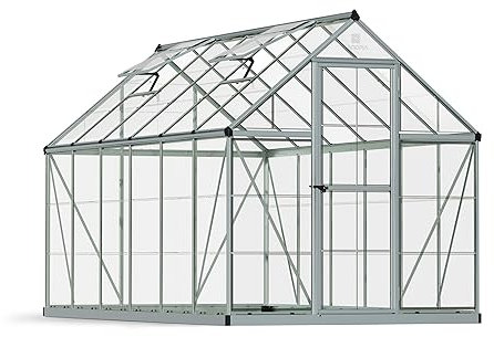 CANOPIA Aluminium Greenhouse (Silver, 6x12) - Durable Polycarbonate Panels, Sliding Panel Assembly, 5-Year Warranty