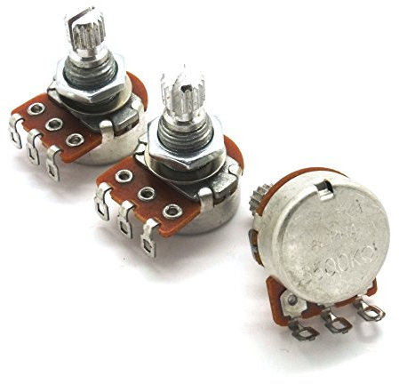 Guitar Potentiometer Set – 1x B500K Volume & 2x A500K Tone Pots | 16mm Mini Potentiometers with 18mm Shaft | Electric Guitar Replacement Parts