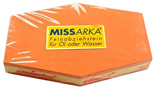 Missarka Abziehstein von Zische, Sechskantform, FEPA Körnung 1000 (JIS 3000), 120 x 80/50 x 18 mm, Schleifstein