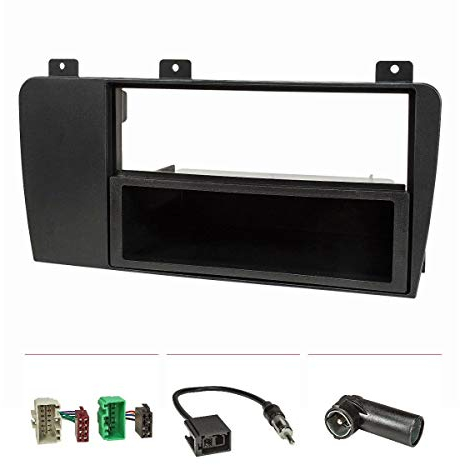 tomzz Audio 2456-011 Radioblende Set kompatibel mit Volvo S60 P24 XC70 P2 V70 P26 anthrazit-schwarz mit Radioadapter ISO GT5 Antennenadapter DIN ISO