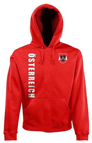 AkyTEX Österreich Austria EM-2020 Hoodie Wunschname Wunschnummer Rot L