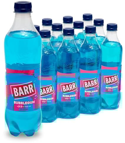 Barr Bubblegum - Fizzy Drinks 12 Pack x 500ml Bottles - Bubblegum Pop Soft Drink with Zero Sugar