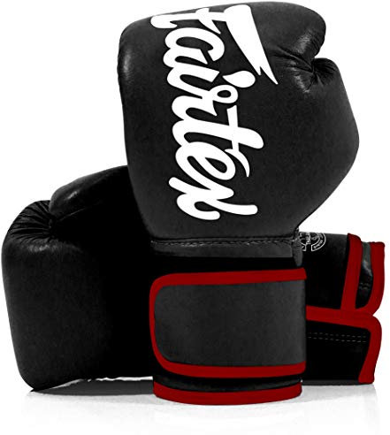 Fairtex BGV14 Muay Thai für Profiboxer & Trainer | Mexikanischer Stil für Schlagkräftige | MMA Handschuhe für Kampfsport | Leichte & stoßdämpfende Boxhandschuhe(16oz-Schwarz mit roter Trim)