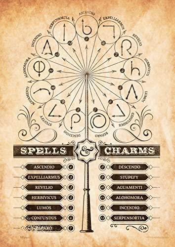MIGHTYPRINT Harry Potter – Zaubersprüche und Charms – Zauberstabmuster – langlebige 43,2 x 61 cm Wandkunst – nicht aus Papier – offiziell lizenziertes Sammlerstück
