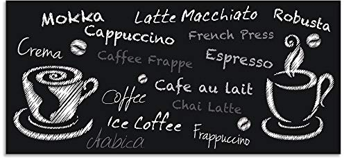ARTland Spritzschutz Küchenrückwand aus Alu für Küche Herd Spüle 110x50 cm (BxH) mit Motiv Spruch Getränke Kaffee Cafe Coffee Latte Macchiato Dunkel J5BP