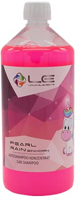 Liquid Elements – Pearl Rain Autoshampoo 1 Liter – Autoreiniger entfernt hartnäckige Verschmutzungen – ohne Wachse & Versiegelungen anzugreifen – mit Einhorn (Zuckerwatte) Duft