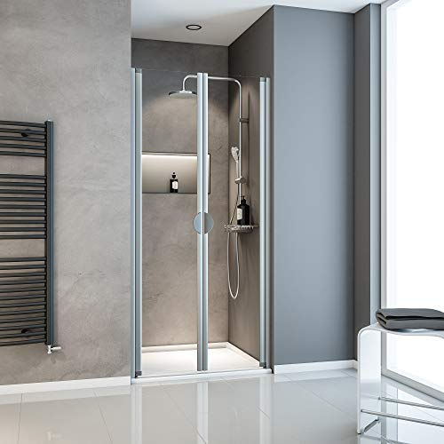 Schulte porte de douche battante en niche 90 x 180 cm, alu-argenté, 2 battants, verre de sécurité transparent 5 mm, plage de réglage 87.5-91.0 cm, largeur d'accès 78 cm