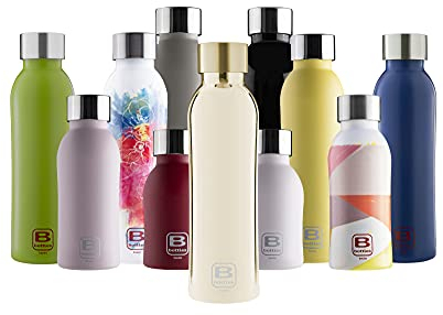 BUGATTI B Bottles Twin Botella térmica 250 ML Yellow Gold Lux Mantiene los líquidos Calientes por 12 H fríos por 24 H y Hielo por 36 H Botella ecológica y Reutilizable de Acero Inoxidable 18/10