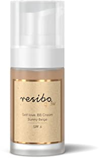 Resibo, Natürliche Getönte Tagescreme Self Love, Gesichtscreme Naturkosmetik, BB Creme, Feuchtigkeitscreme, Pickelentferner, Make Up Foundation Concealer, Sonnenschutz, Sunny Beige, 30 ml