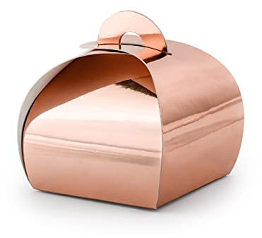 PartyDeco Geschenkbox 6x6x5.5cm 10er Set Gastgeschenke Geschenkschachtel Hochzeit Rosegold metallic