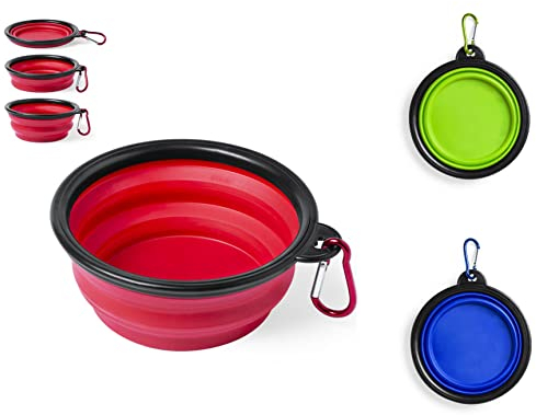 Set de 3 Comederos Plegable para Perros, Bowl para Alimentar Mascotas, Cuenco Plegable para Perros y Gatos, tazón Fuente alimentación para Perros, Bebedero portátil (Set Colores)