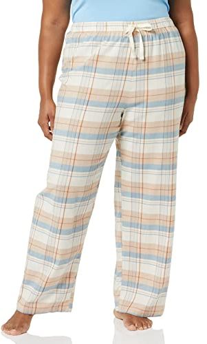 Amazon Essentials Pantalon De Pyjama En Flanelle - couleurs abandonnées Femme, Beige Bleu Mélange À Carreaux, XXS