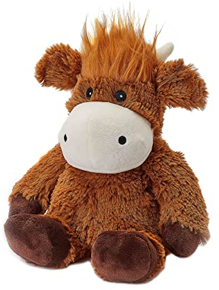 Warmies Peluche Mucca delle Highland Borsa di Grano Riscaldabile al Microonde, Peluche Caldo o Freddo Adatto a Tutte le Età, Leggermente Profumato con Lavanda Francese, Borsa di Grano Ponderata