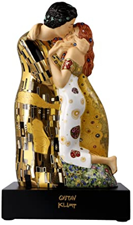 Goebel Gustav Klimt Dekofigur DER Kuss H. 33cm auf Holzsockel Porzellan