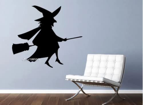 Witch On A Broom Wall Stickers Vinyl Wall Decal Graphics Bedroom Living Room Home Decor Wallpaper Artistic Design Poster42X48cm