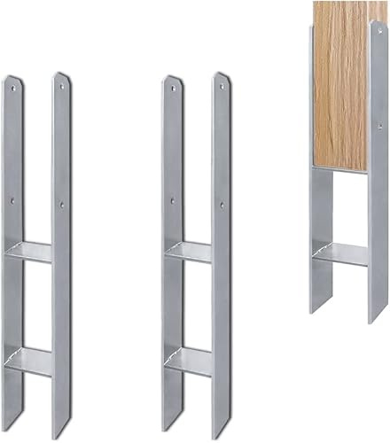 NAIZY H-Pfostenträger 2 Stück Pfostenanker Stahl 600mm Länge Langlebig Pfosten H-anker 81mm Bereite Vierkantholzpfosten Säulenfuß, für Carports Pfahlbauten Wildtürme Zäune Pergola