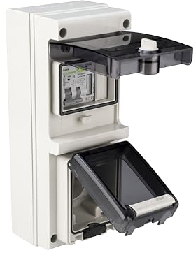 Französische Standard Steckdose für Elektroautos, Ladesystem mit LCD Digitale Stromzähler und FISchalter/Leitungsschutzschalter IP66