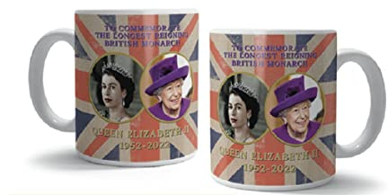 Queen Elizabeth II Memorial Mug 1952 - 2022 Ceramic Mug in Gift Box - to Commemorate The Longest Reigning British Monarch