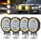 KaiDengZhe Lampe de Travail LED Hors Route 72W avec Anneau Halo Stroboscopique Ambre 4,5 Off Road Pod Spot Flood Combo Lumières Off Road Driving Phare 12 V -36 V LED pour Moto SUV Bateau Camion-4PCS