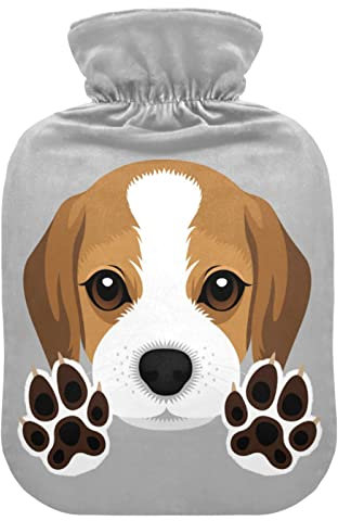 Beagle Puppy Dog Paw Hot Water Bottle with Cover Hot Water Bottles for Pain Relief Hot Bottle Water Bag Hot Water Bed Warmer for Hot and Cold Compress, 2L