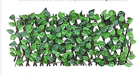MERAXI Adjustable telescopic fence artificial leaves garden lattice decorative gate extension wooden landscaping fence balcony fence decoration garden