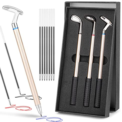 Tikplus Golf Kugelschreiber Set, Mini Golf Geschenk für Männer, Golf Club Putter Kugelschreiber mit Nachfüllungen, Golfer Geschenkbox Set für Vatertag, Valentinstag, Business