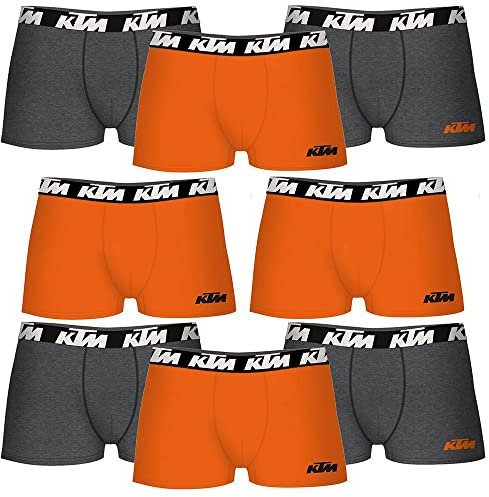 KTM Herren 2XL-Set mit 8 Orange und Dunkelgrau Boxershorts, bunt, XXL