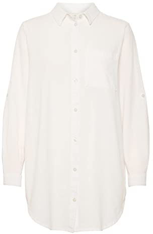 KAFFE Damen Kaffe Women's Shirt Oversized Fit Button Up Long Sleeves Chest Pocket Round Hem Shirt