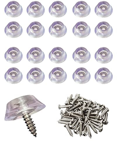 20 Piedini in Gomma Avvitabili Protettivi per Scrivania Con Viti Inox, 0.75 Rotondi Antiscivolo Silicone per Spostare Sedie Tavolo Mobili, Antiumidità Gomma Protezione