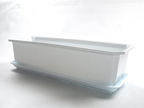 TOP TOOLS Blumenkasten Balkonkasten Pflanzkasten Weiss (50 cm)