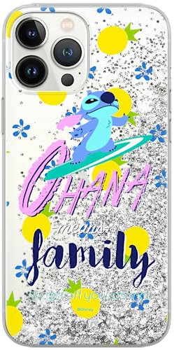 ERT GROUP mobile phone case for Apple Iphone 14 original and officially Licensed Disney pattern Stitch 004 optimally adapted to the mobile phone, with glitter overflow effect