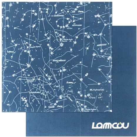 Lammcou Glasses Cleaning Cloth, Microfibre Lens Glasses Cloth for Spectacles, Optician Quality, Lint-Free Eyeglass Cleaner Wipes for Camera, Display, Phones, Tablet, Screen, 25*25cm, 2pcs, Dark Blue