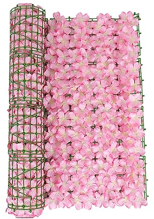 BBTISG Künstlicher Efeu Heckenschutz, Erweiterbarer Künstlicher Zaun 50 x 100cm Hochzeitsdekoration Gartenzaun für Wanddekoration Zaunblende und Sichtschutz (Rosa)