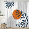 Uiiooazy Rideau Douche Anti Moisissure, Rideau de Douche 180x200cm Abstrait Soleil Terracotta Feuilles Bleu Rideaux de Baignoire Tissu Lavable Imperméable Rideaux Salle de Bain avec 12 Crochets