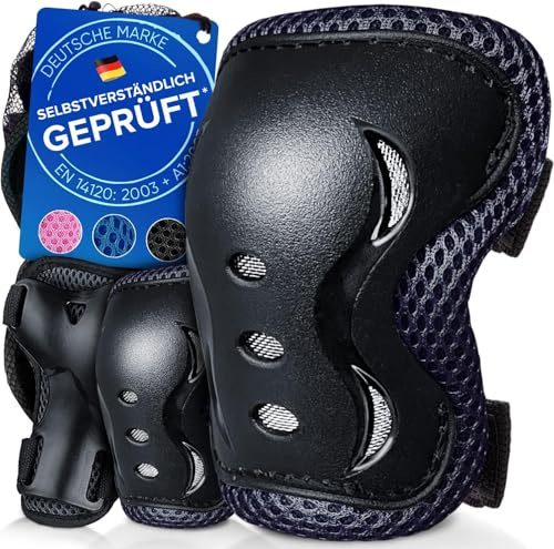 Liebkern Inliner Schoner Erwachsene mit Strumpf Schoner Inliner Damen Herren mit Knieschoner, Ellenbogenschützer & Handschoner als Schutzausrüstung für Skateboard Protektoren Set