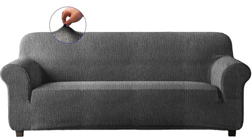 BLUZIMAN® Sofa Überzug 4 Sitzer, Couch Überzug, Moderne Sofabezug Elastische, Sofa Cover Antirutsch, Nicht kompatibel mit Eck- oder L-förmigen Sitzmöbeln (VREI Sitzer, Grau)