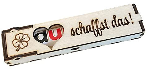 Duplo Geschenkbox mit Gravur inkl. Schokoriegel Holzbox mit Spruch Geschenkidee Schokolade Mitbringsel - Du schaffst das (Herz)