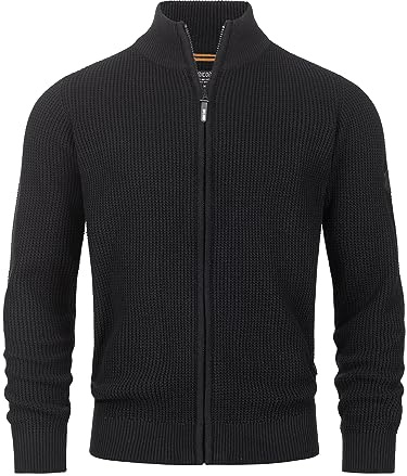 Indicode Herren INLayton Strickjacke mit Stehkragen und Reißverschluss | Klassischer Cardigan mit Stehkragen und Reißverschluss, Strickjacke, Herrenjacke, Freizeitjacke, Strickoberteil für Männer