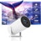 HIPPUS Mini Smart Beamer 4K, 180° Dreh Portable Projector Klein Videoprojektor Handy Android 11.0 mit 2.4 oder 5G WiFi Bluetooth 5.2, Automatischer Keystone-Korrektur Projektor Weiß
