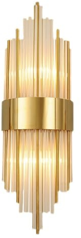 NICRX Applique murale à Base dorée en cristal E14, luminaires muraux modernes en cristal (60cm)