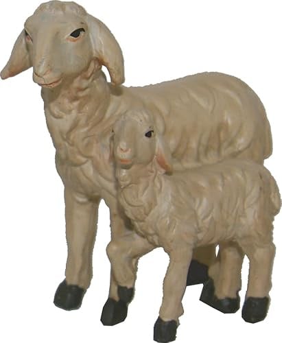 FADEDA Doppelschaf/Höhe:5 cm/handbemalt/detailgetreue Krippen Figuren - Weihnachten Tisch Dekoration Krippe Zubehör