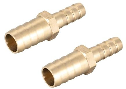 TOP-VIGOR Reduzierstück aus Messing, gerade, 12 mm auf 8 mm, Messing, Reduzierstück, gerader Anschluss für Wasser, Gas, Öl, Boot, Luftleitung, 2 Stück