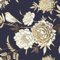 FunStick Tapete Selbstklebend Schwarz Gold Blumentapete Vintage Selbstklebende Folie Möbel Muster Schwarz Gold Abwaschbare Tapete Küche Vinyl Möbelfolie Selbstklebend Blumen Vintage Vögel 44.5CM×3M