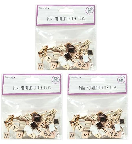 Dovecraft Essentials Mini Letter Tiles - 3 Pack (Rose Gold)