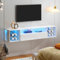 soges Mueble de TV Colgante para Centro de Entretenimiento con Luces LED, 140 cm Banco de TV montado en la Pared con Gestión de Cables, Soporte de TV, Blanco